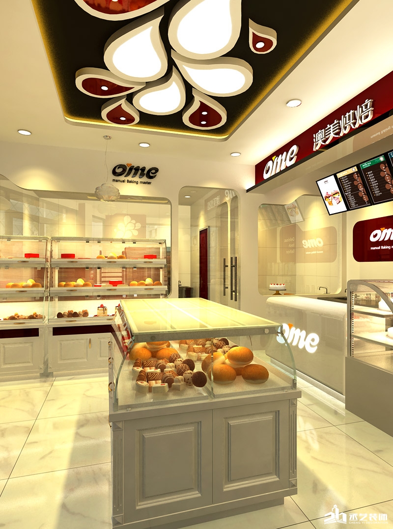 奥美广州珠江新城面包西点店装修 店铺效果图 